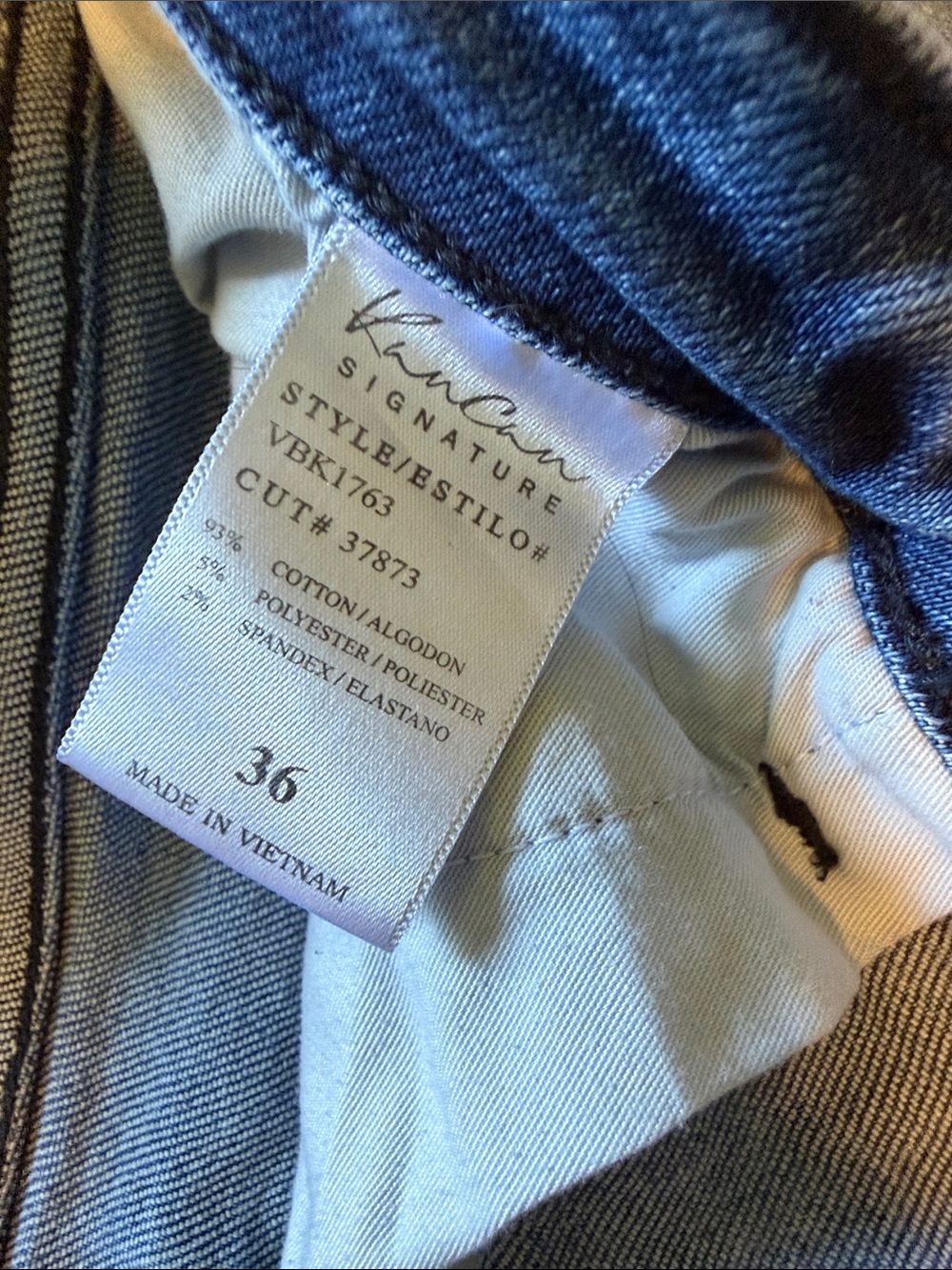 KanCan Blue Washed Distressed Denim Jeans with metal Logo Plate - Picture 4 of 12